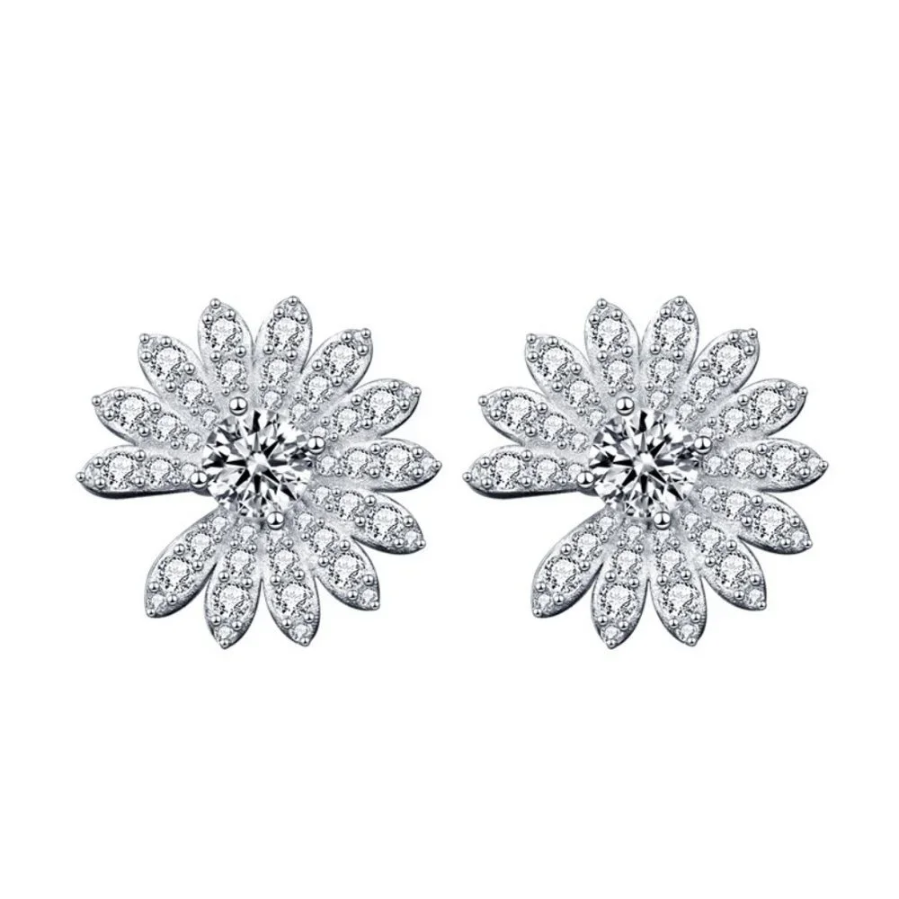 Certified 1ct. t.w. Diamond Moissanite Daisy Flower Stud Earrings NEW - Picture 2 of 10